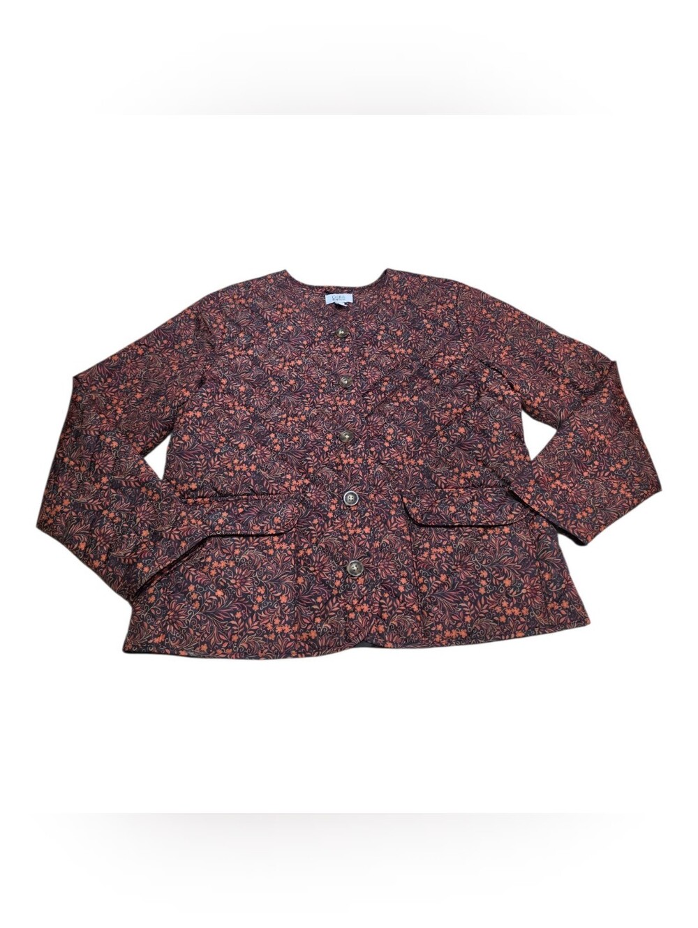 Croft & Barrow Fall Print Quilted  Floral Jacket  Long Sleeve Women's Large